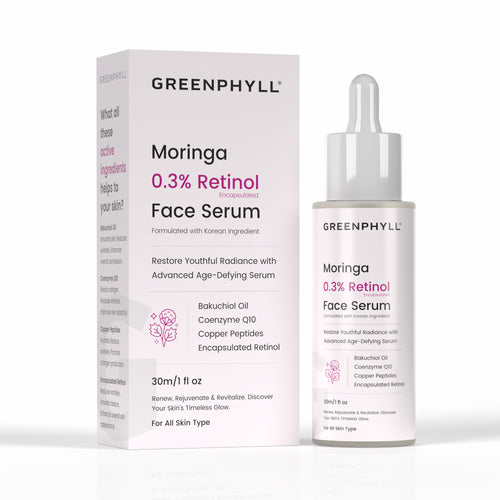 Greenphyll Moringa & 0.3% Retinol Face Serum for Advanced Age-Defying Formula | Reduce Fine Lines & Wrinkles for all Skin Types (0.3 ml)